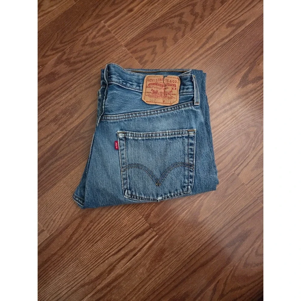 Levis 501 Original Mens Jeans 33x34 Blue Distressed Paint Splatter Button Fly‎